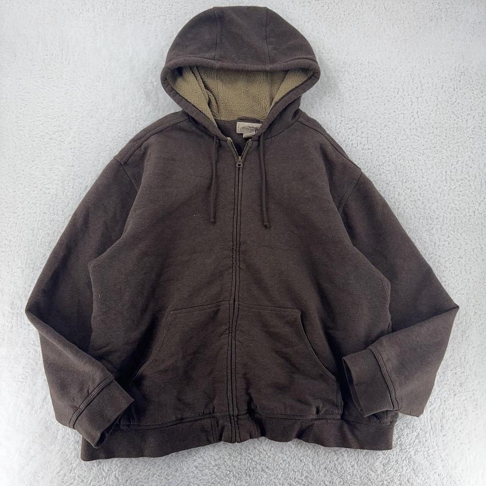 LL Bean Katahdin Iron Works Sherpa Lined Hoodie Mens XL Zip Jacket Sweatshirt